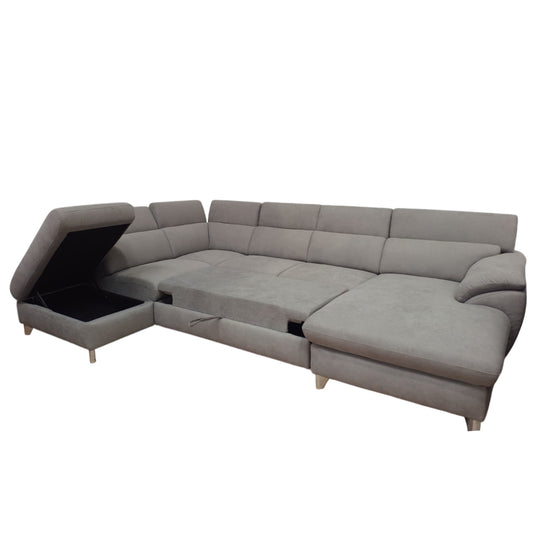 Vale02 ad U | Divano 3 Posti Letto con Angolo Poltrona e Chaise-longue