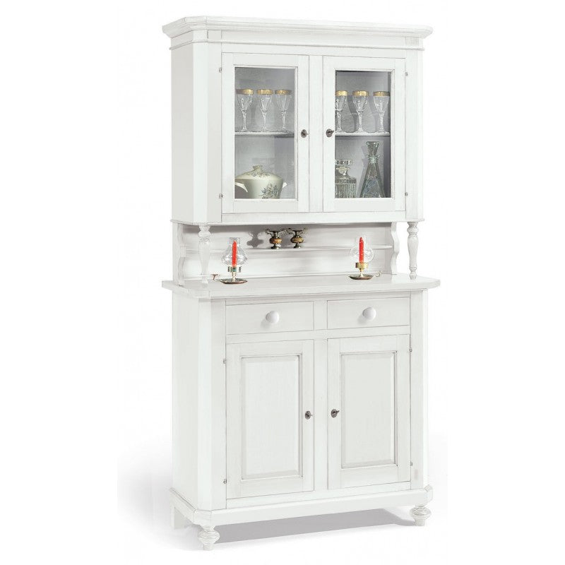 Art. 1189 Vetrina in Legno Massello Bianco Opaco Arte Povera