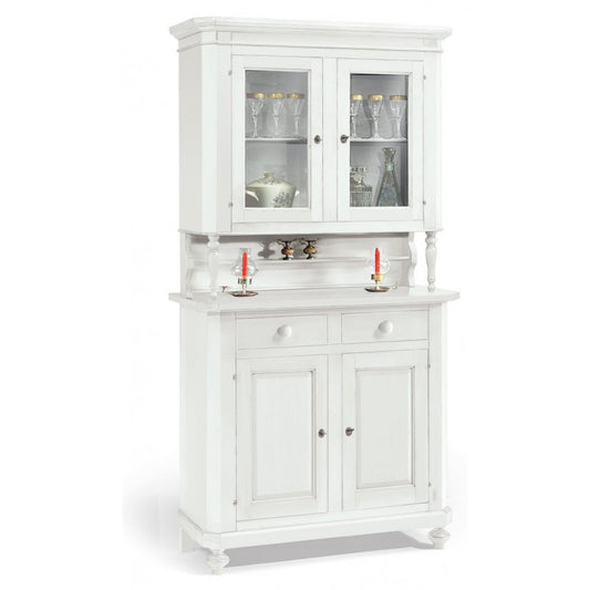 Art. 1189 Vetrina in Legno Massello Bianco Opaco Arte Povera