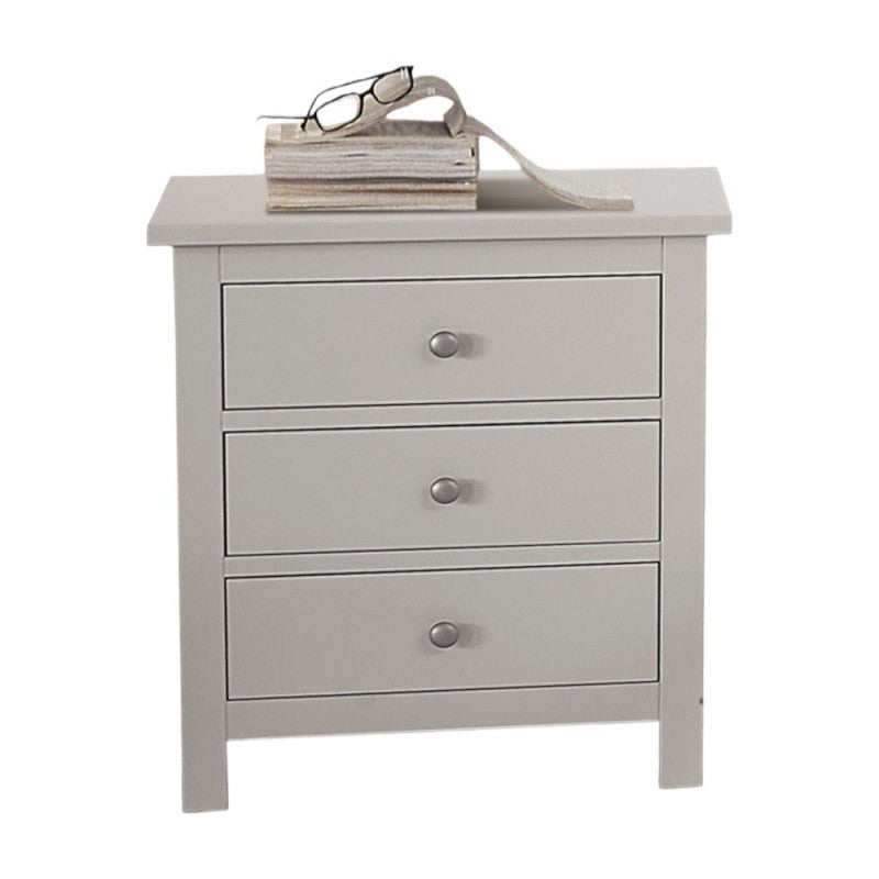 Art. 722 Comodino 2 Cassetti con Piede Alto Bianco Opaco in Legno Massello