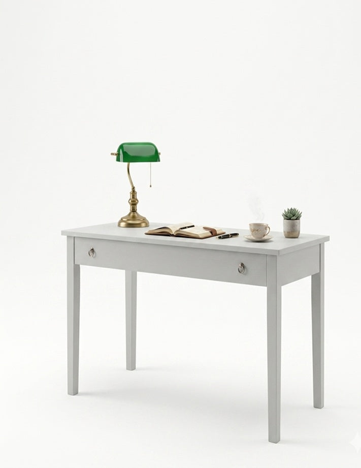 Art. 725 Scrivania 1 Cassetto Bianco Opaco in Legno Massello
