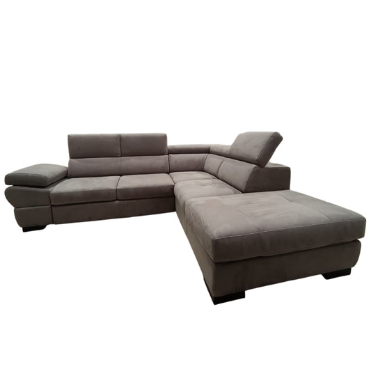 Divano Calipso Angolare | Divano con Letto Estraibile, Pouf Contenitore e Poggiatesta Reclinabili