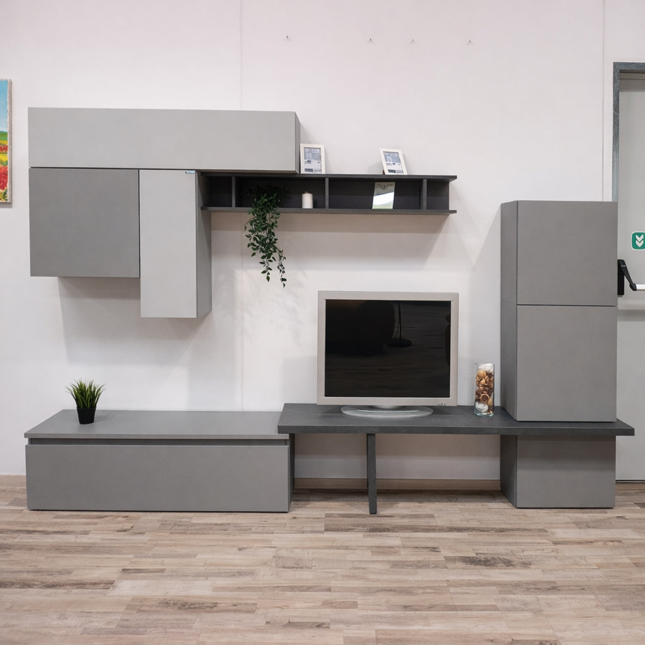 Parete Attrezzata INFINITY6 | Mobile TV Moderno con Pensili Sospesi e Moduli Contenitori