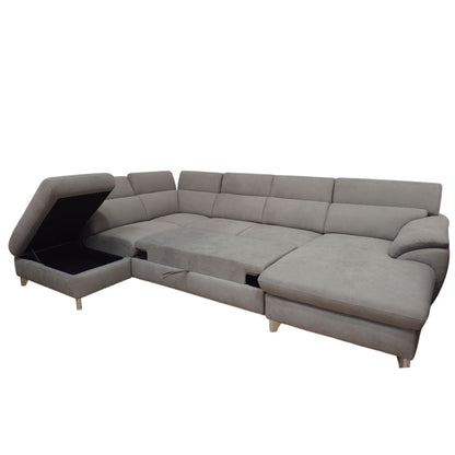 Vale02 ad U | Divano 3 Posti Letto con Angolo Poltrona e Chaise-longue