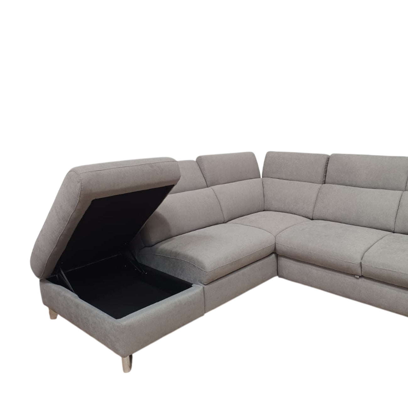 Vale02 ad U | Divano 3 Posti Letto con Angolo Poltrona e Chaise-longue