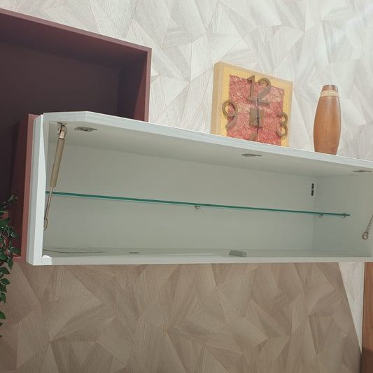 Parete Attrezzata ABACO06 | Design Moderno con Vetrina, Base TV e Colonna Contenitiva