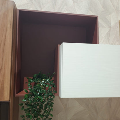 Parete Attrezzata ABACO06 | Design Moderno con Vetrina, Base TV e Colonna Contenitiva