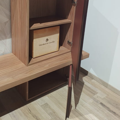 Parete Attrezzata ABACO06 | Design Moderno con Vetrina, Base TV e Colonna Contenitiva