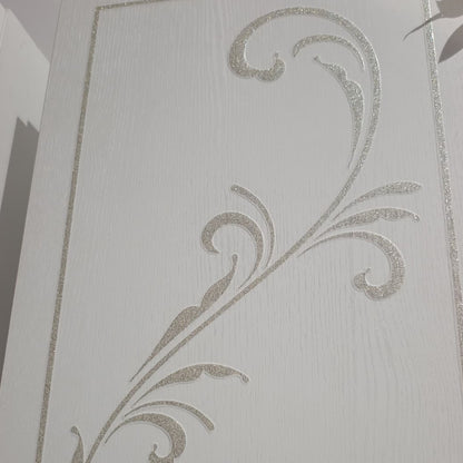 Parete Attrezzata Modello05 Bianca | Design Elegante con Pensili in Vetro e Base Curva