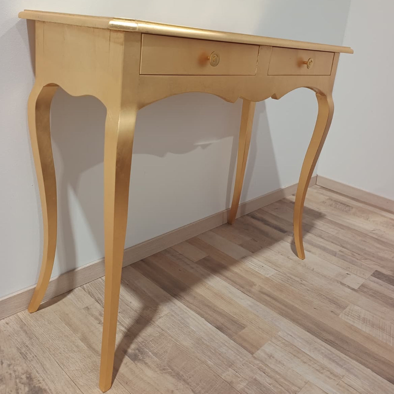 Ingresso Consolle e Specchio Dorati in Legno Massello | Stile Classico Chic