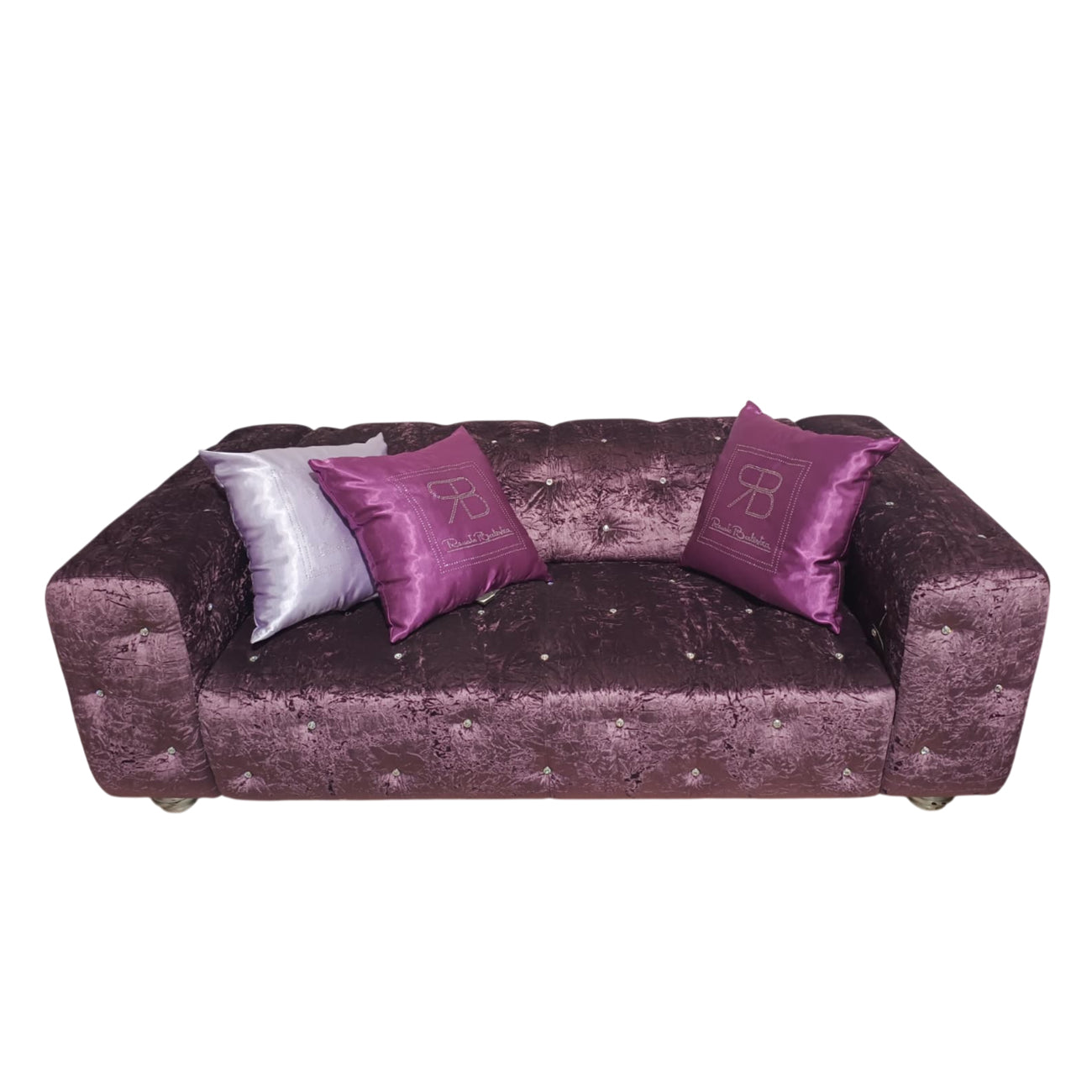Divano DIVA26 3+2 | Set Divani Eleganti in Tessuto Effetto Velluto con Dettagli Glam