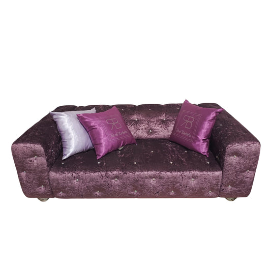Divano DIVA26 3+2 | Set Divani Eleganti in Tessuto Effetto Velluto con Dettagli Glam