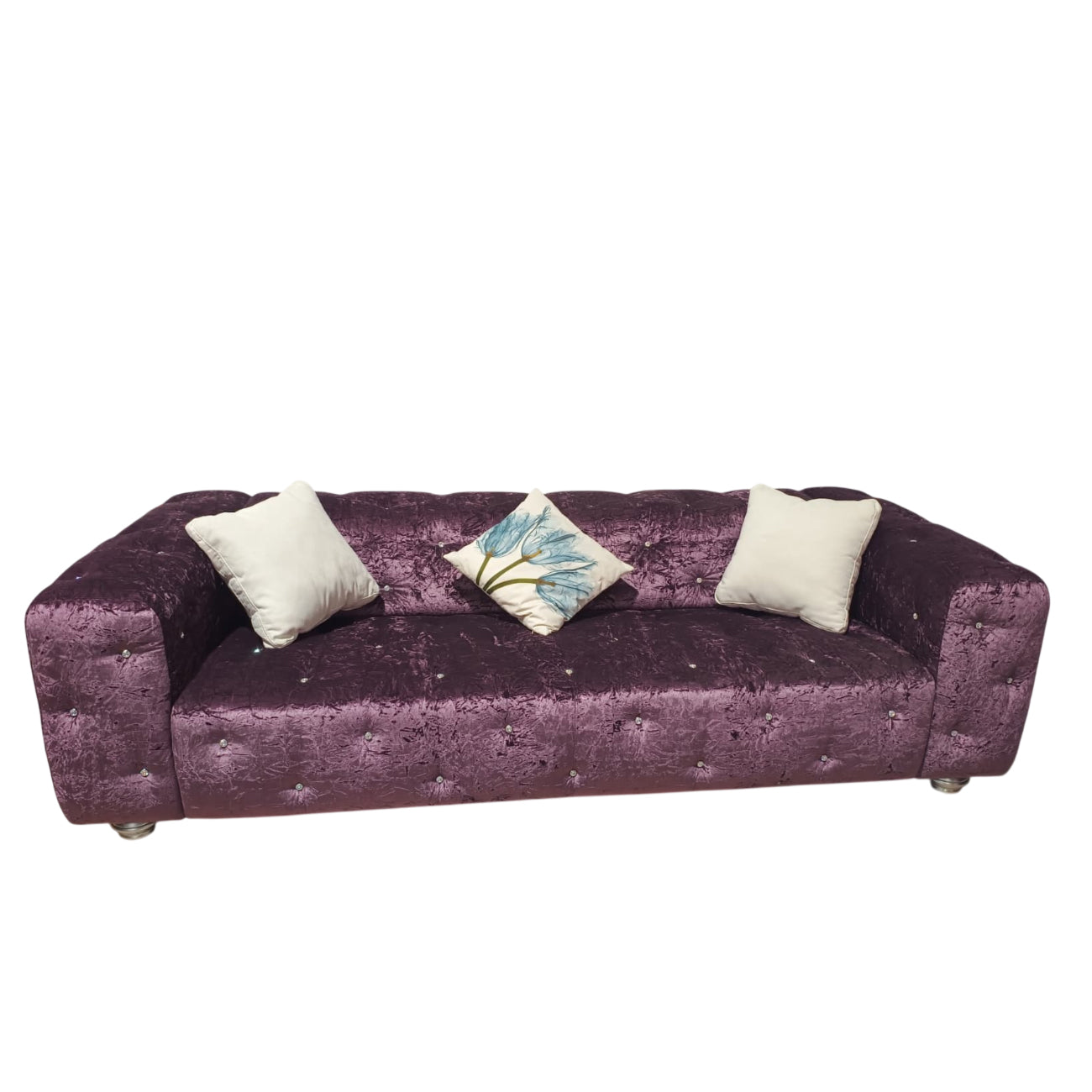 Divano DIVA26 3+2 | Set Divani Eleganti in Tessuto Effetto Velluto con Dettagli Glam