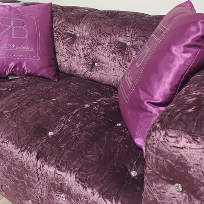 Divano DIVA26 3+2 | Set Divani Eleganti in Tessuto Effetto Velluto con Dettagli Glam