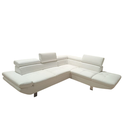 Divano Angolare ASIA in Ecopelle | Chaise-Longue e Poggiatesta Regolabili | Design Moderno