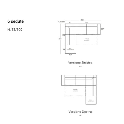 Victor Divano Angolare con Poggiatesta Reclinabile e Chaise-longue | Divano Letto di Design